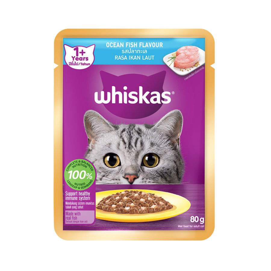 Whiskas Ocean Fish Adult Makanan Kucing Basah Pouch 80gram