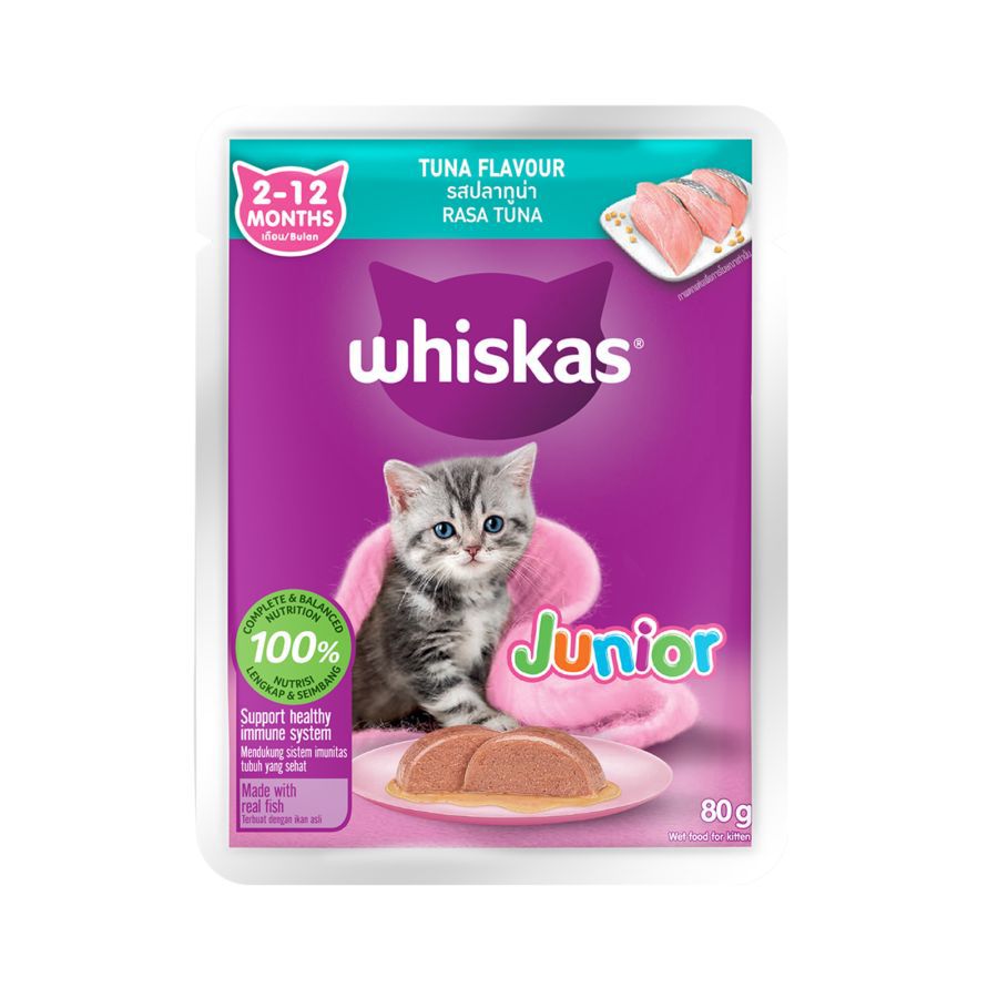 Whiskas Junior Tuna Flavour Makanan Kucing Basah Pouch 80gram
