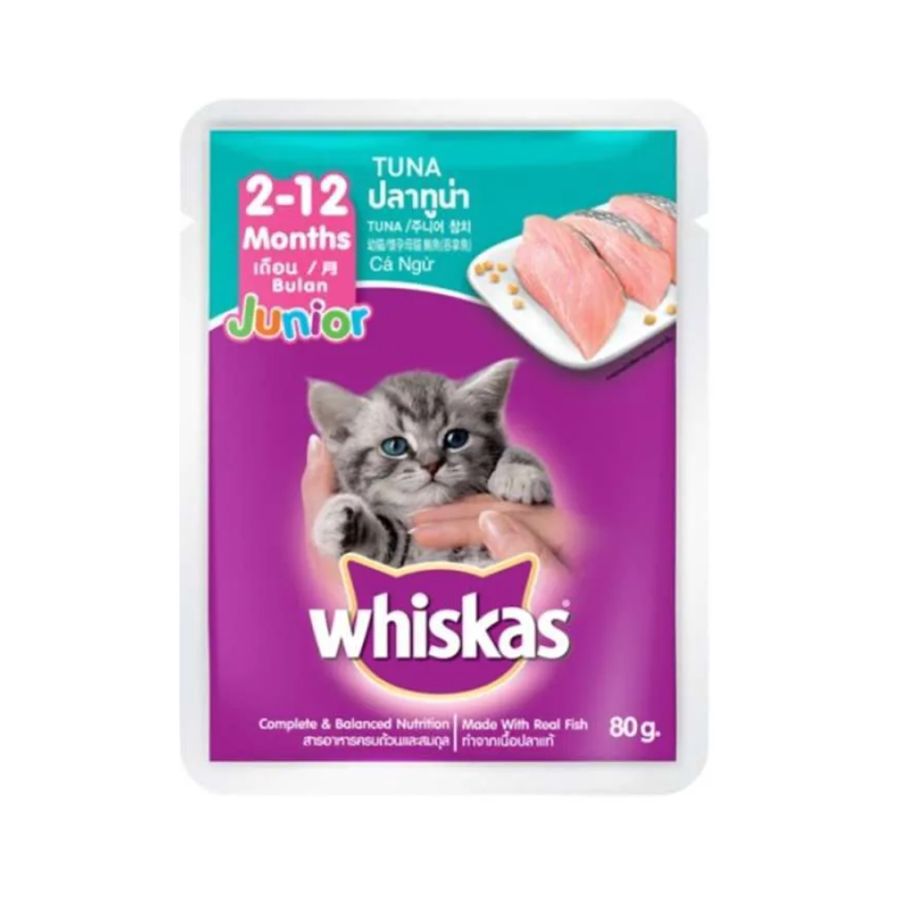 Whiskas Junior Tuna Flavour Makanan Kucing Basah Pouch 80gram