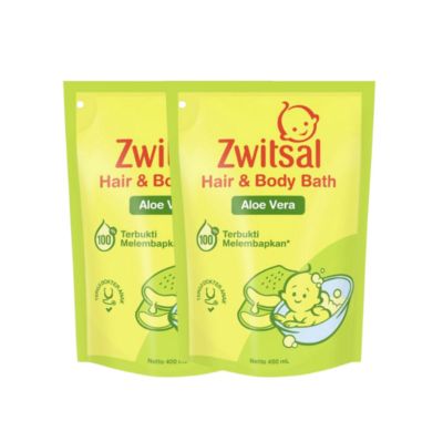 Bundle 2 Zwitsal Aloe Vera Baby Hair & Body Wash 400 ml