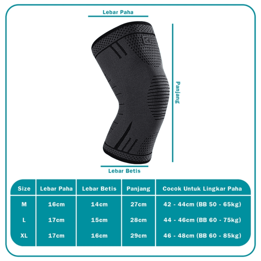 Elfs Active Knee Compression Pad Brace Support Pelindung Lutut Stretch Size L 1pcs