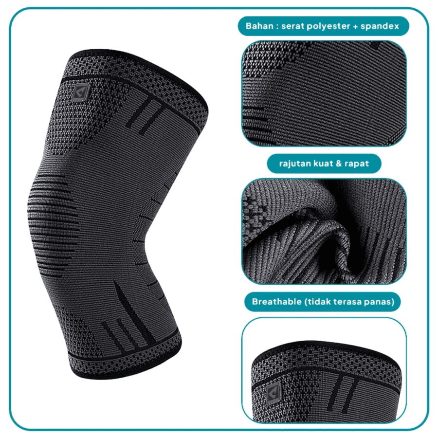 Elfs Active Knee Compression Pad Brace Support Pelindung Lutut Stretch Size L 1pcs