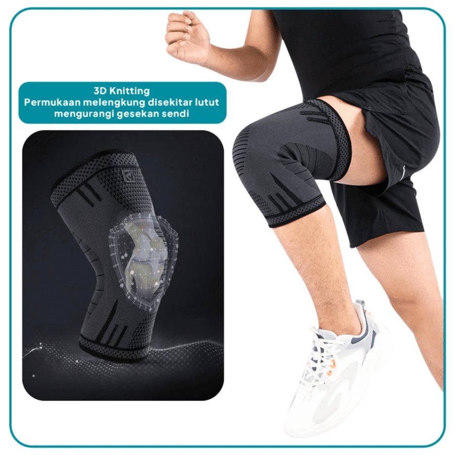 Elfs Active Knee Compression Pad Brace Support Pelindung Lutut Stretch Size L 1pcs