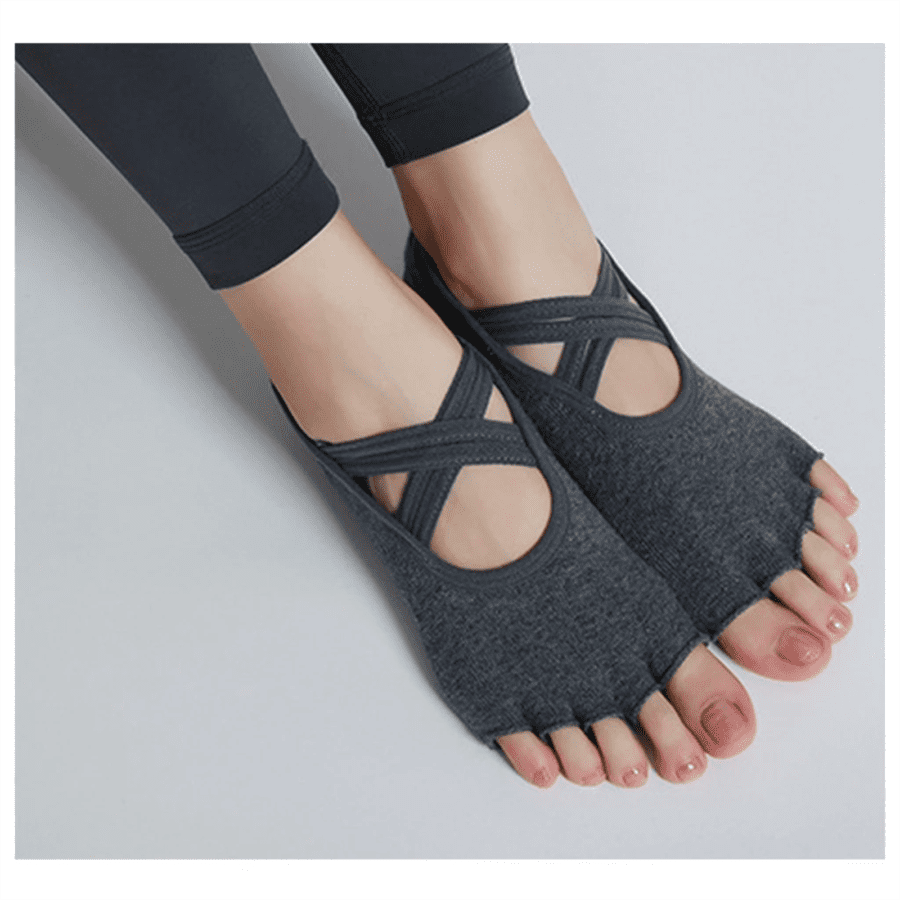 Elfs Active Woman Yoga Socks Anti Slip Terbuka Abu-Abu 1pcs