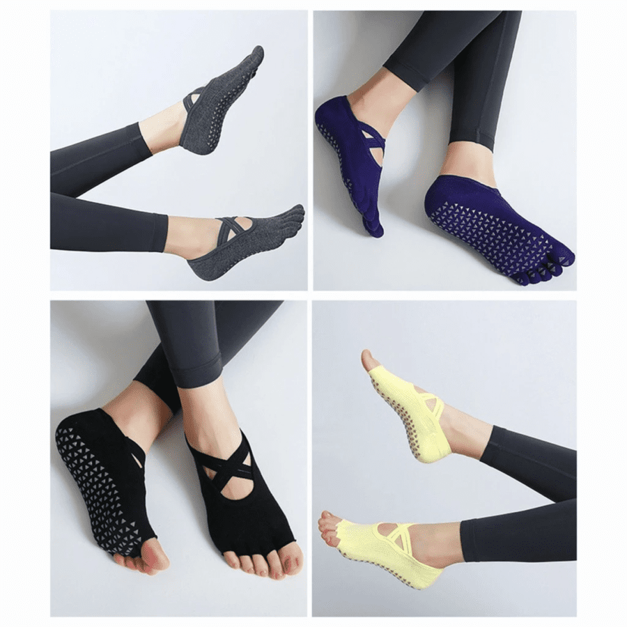 Elfs Active Woman Yoga Socks Anti Slip Terbuka Abu-Abu 1pcs