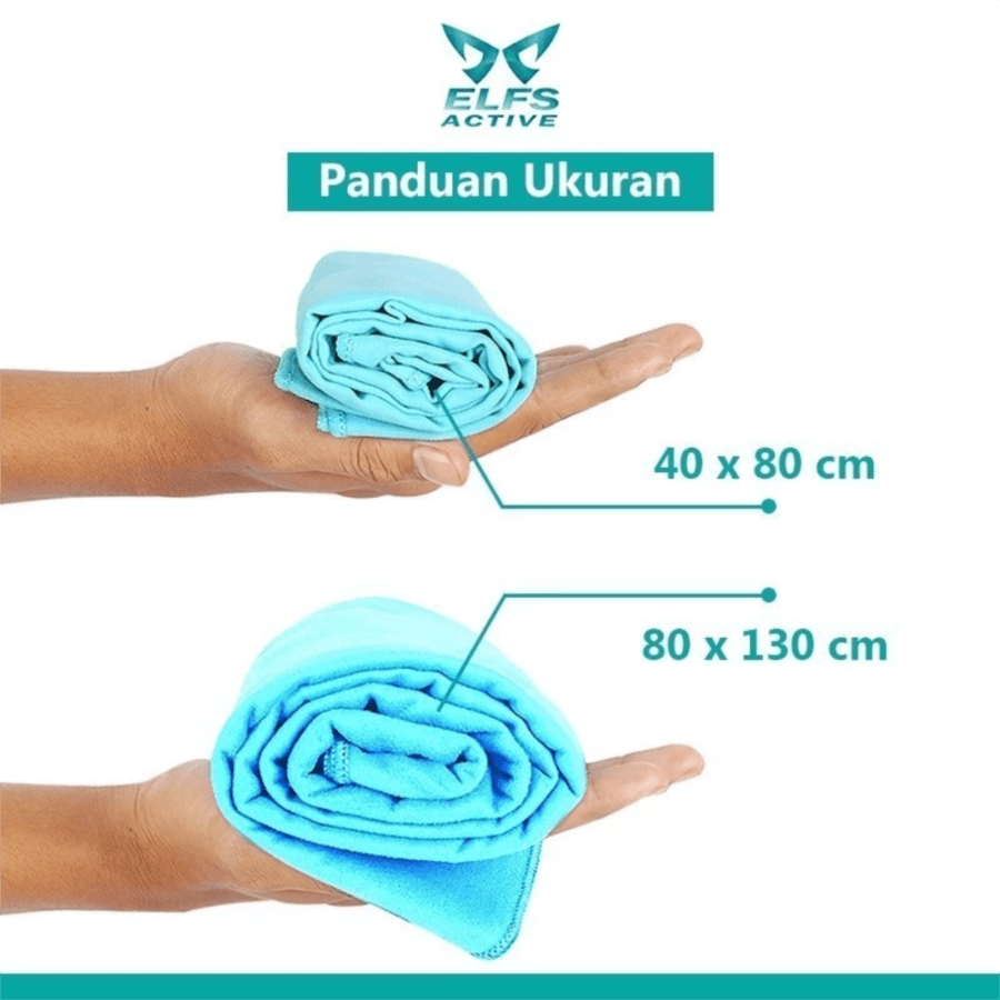 Elfs Active Handuk Microfiber Quick Dry Travelling Outdoor Abu Muda Size M