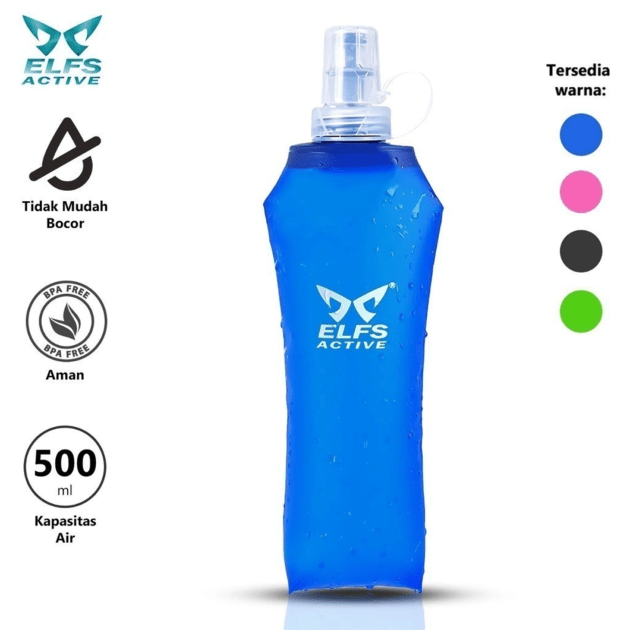 Elfs Active Foldable Soft Flask Biru 500ml