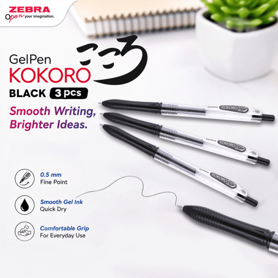 Zebra Black Kokoro Gel Pen 0.5 mm