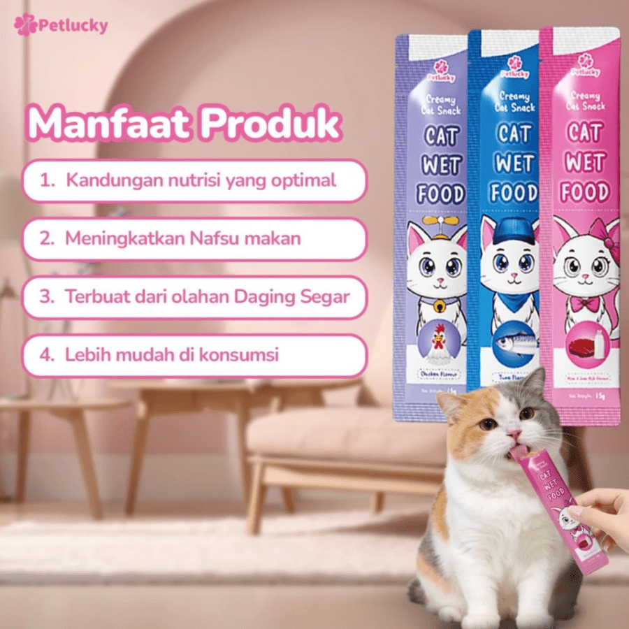 Petlucky Creamy Tuna Snack Kucing 5 pcs x 1 gram 1pack