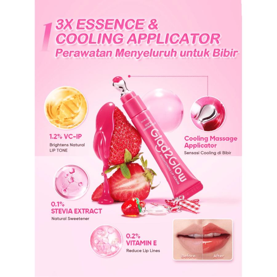 Glad2Glow Brightening Strawberry Glaze Lip Serum 7gram