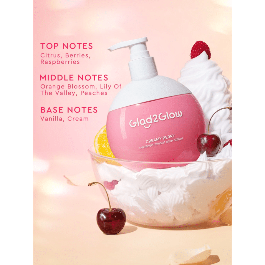 Glad2Glow Creamy Berry Overnight Bright Body Serum 180ml