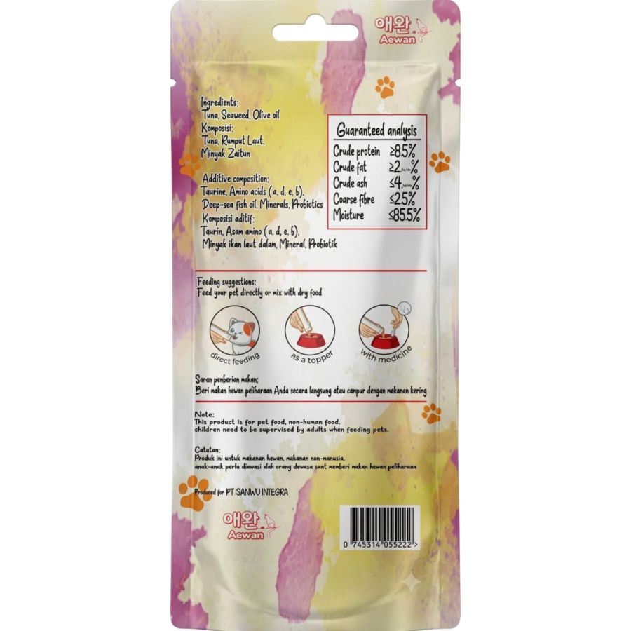 Aewan Creamy Tuna Snack Kucing 4 sticks x 15 gram 1pack