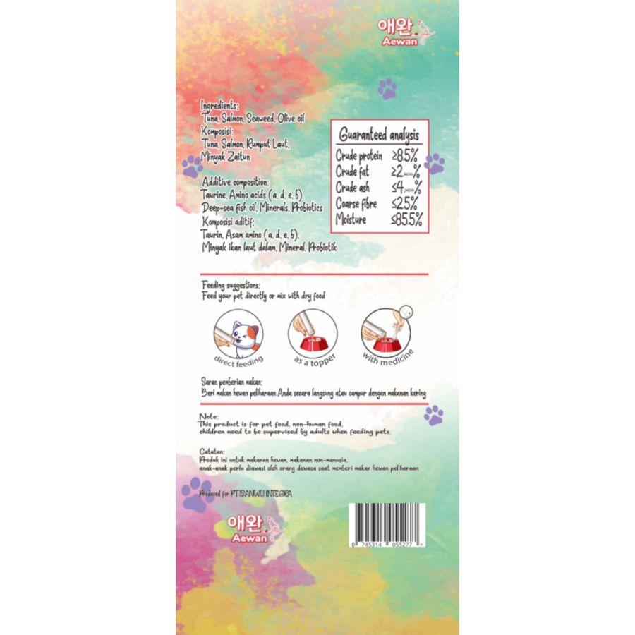 Aewan Creamy Tuna & Salmon Snack Kucing 4 sticks x 15 gram 1pack