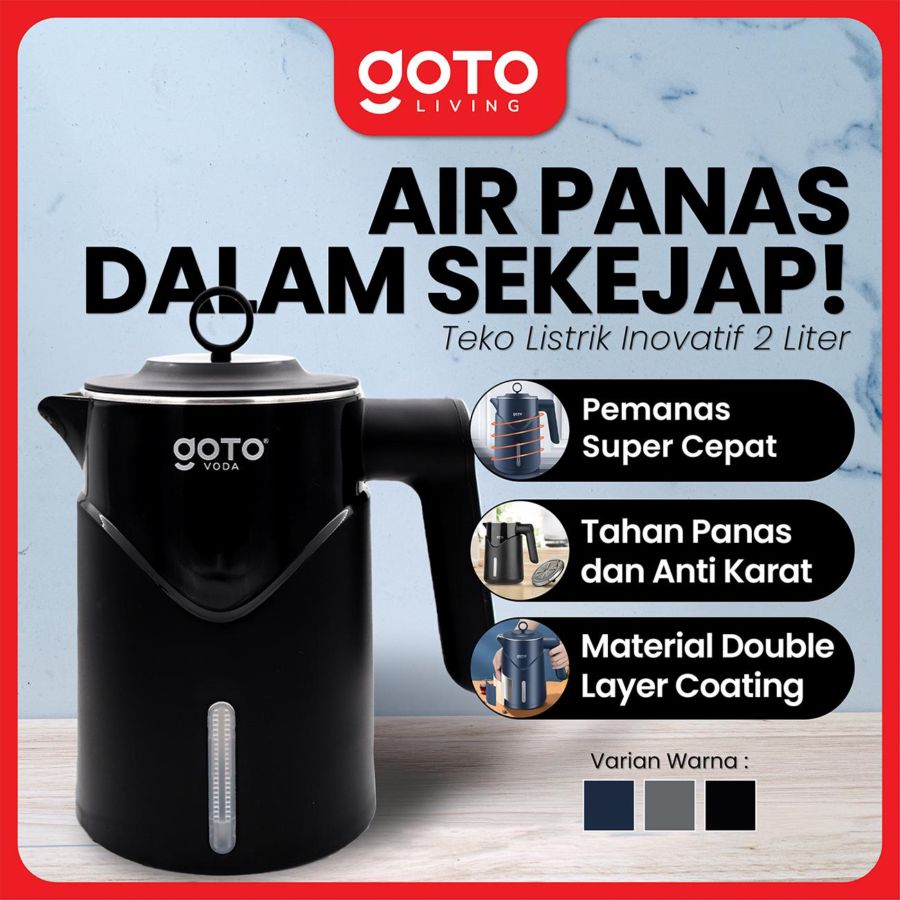Goto Voda Teko Listrik Pemanas Air Stainless Steel 2 Liter