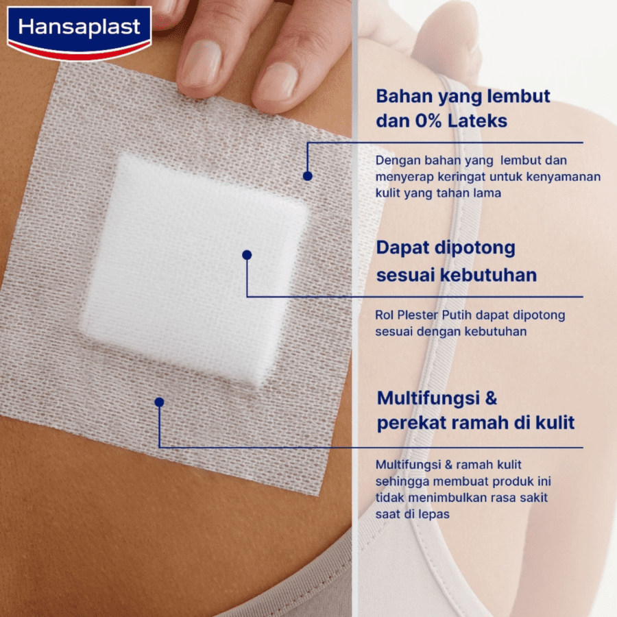 Hansaplast Sensitive Putih Rol Plester Luka 1m
