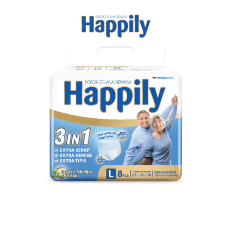 Happily 3in1 Popok Celana Dewasa L8 1pack