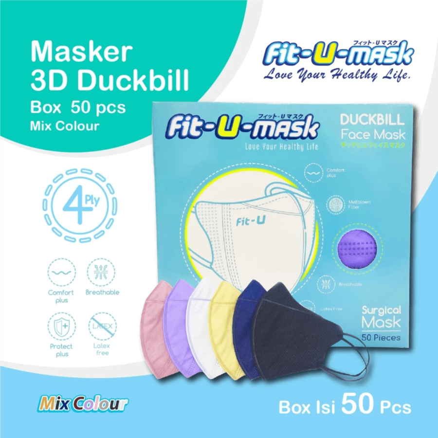 Fit-U Duckbill 4 Ply Surgical Face Mask 1 Box