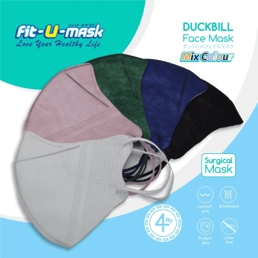 Fit-U Duckbill 4 Ply Surgical Face Mask 1 Box