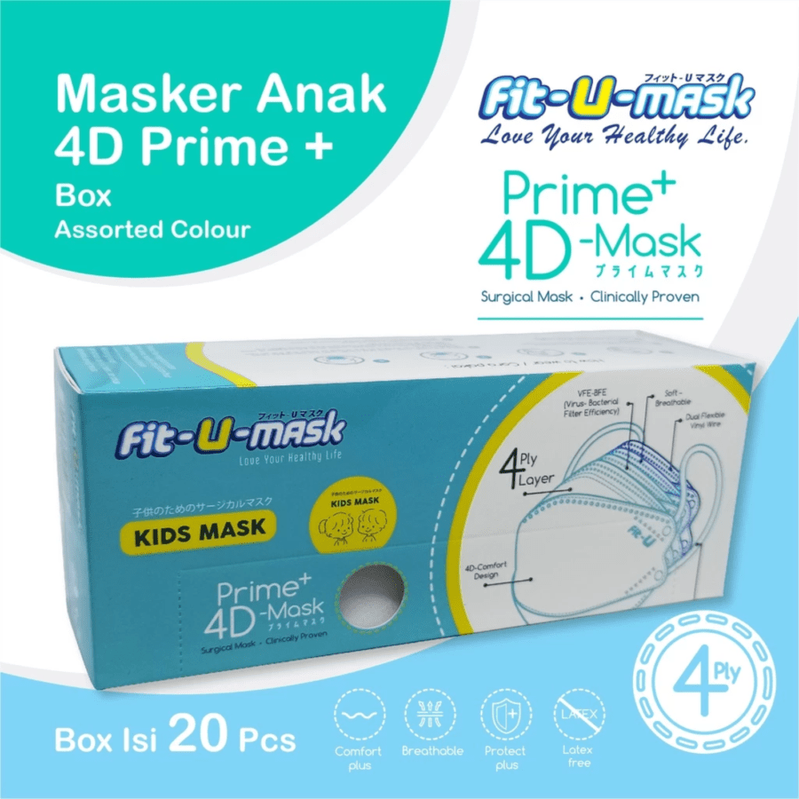Fit-U 4D Prime+ Earloop Kids Mask 1 Box