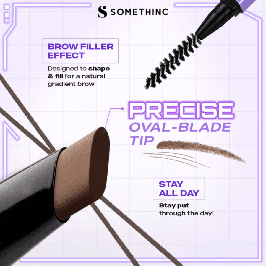 Somethinc Brow Filler Slim Retractable Dark Brown Eyebrow Pencil