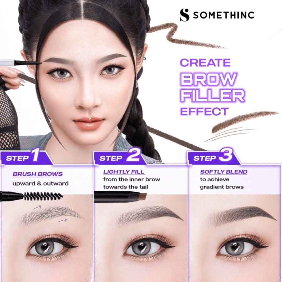 Somethinc Brow Filler Slim Retractable Chocolate Eyebrow Pencil