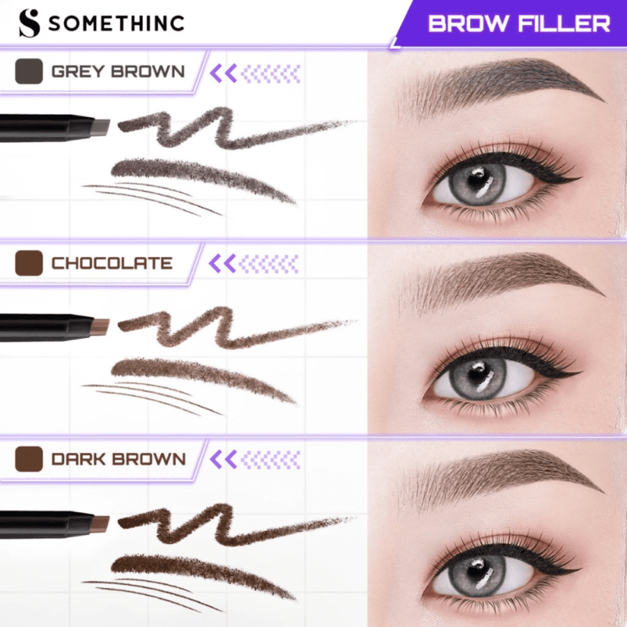 Somethinc Brow Filler Slim Retractable Grey Brown Eyebrow Pencil