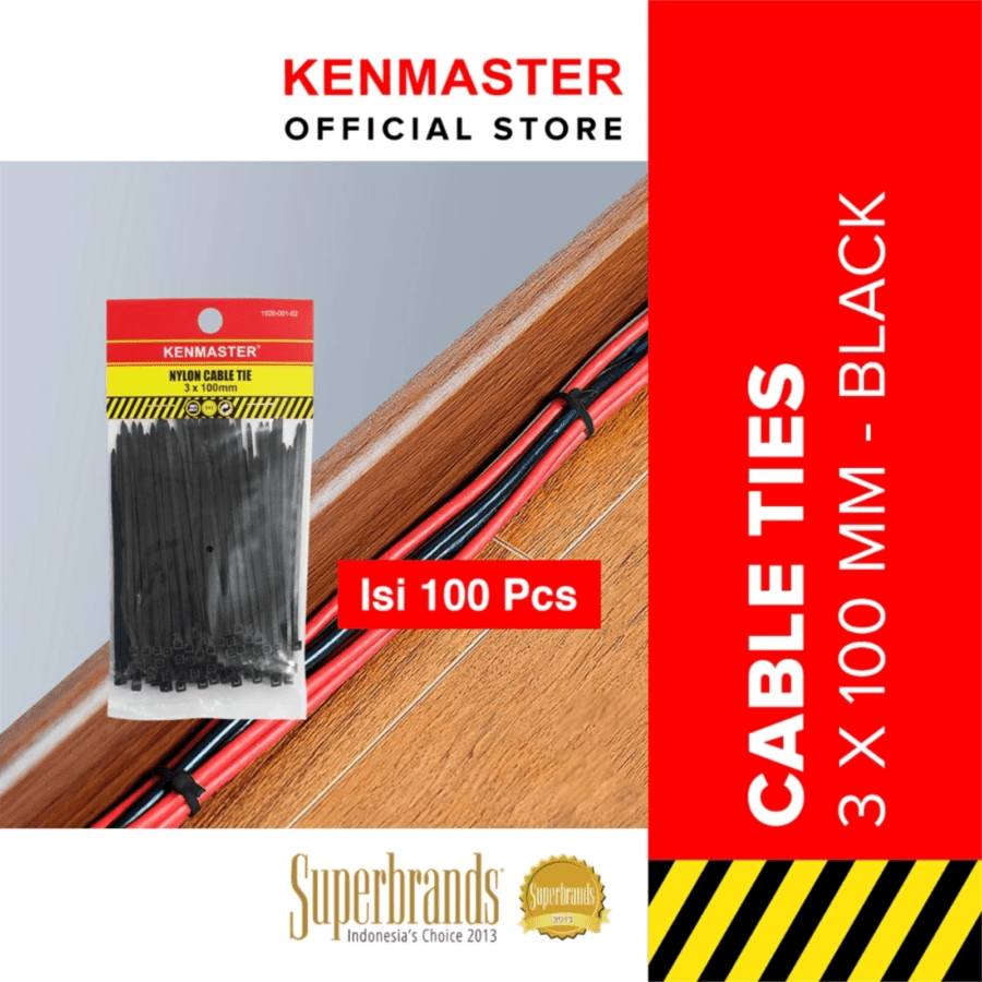 Kenmaster Black Nylon Cable Tie 3mm x 100mm 100pcs