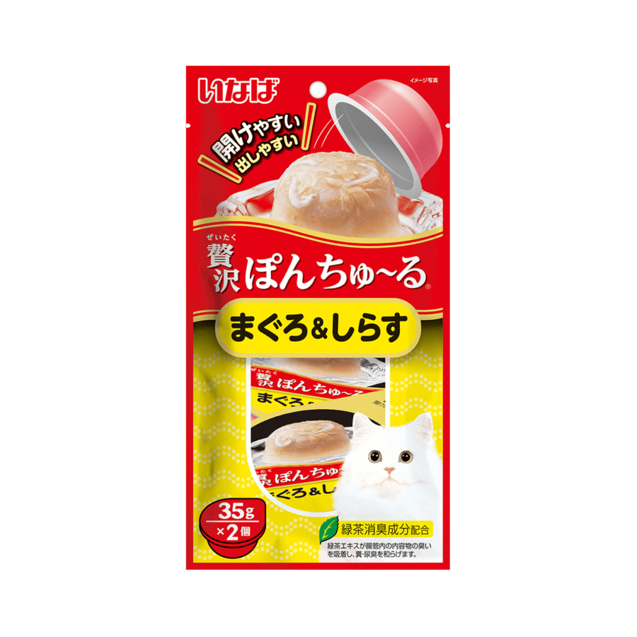 INABA CIAO Pon Churu Puding Creamy Tuna Whitebait Snack Kucing 2 pcs x 35 gram