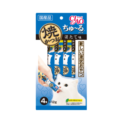 INABA CIAO Churu Creamy Grilled Tuna Scallop Snack Kucing 4 sticks x 14 gram
