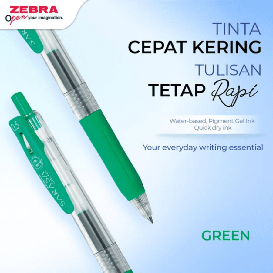 Zebra Green Sarasa Clip Gel Pen 0.5 mm
