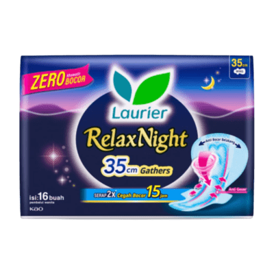Laurier Relax Night Gather Wing 35cm Pembalut Kewanitaan