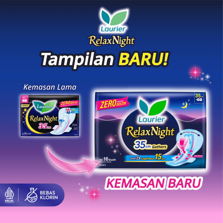 Laurier Relax Night Gather Wing 35cm Pembalut Kewanitaan
