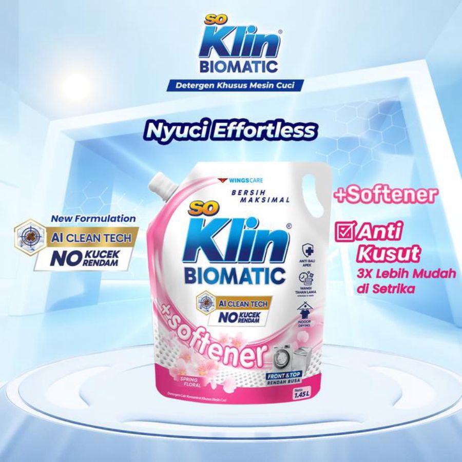 SoKlin Biomatic + Softener Spring Floral Front & Top Load Deterjen Cair