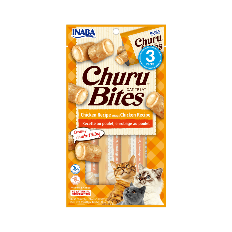 INABA CIAO Churu Bites Chicken Recipe Wraps Chicken Snack Kucing 3 sticks x 10 gram