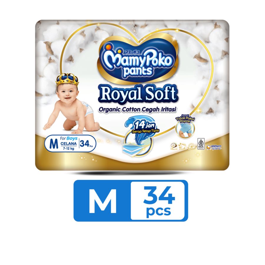MamyPoko Royal Soft For Boys Pants Diapers M34 1pack