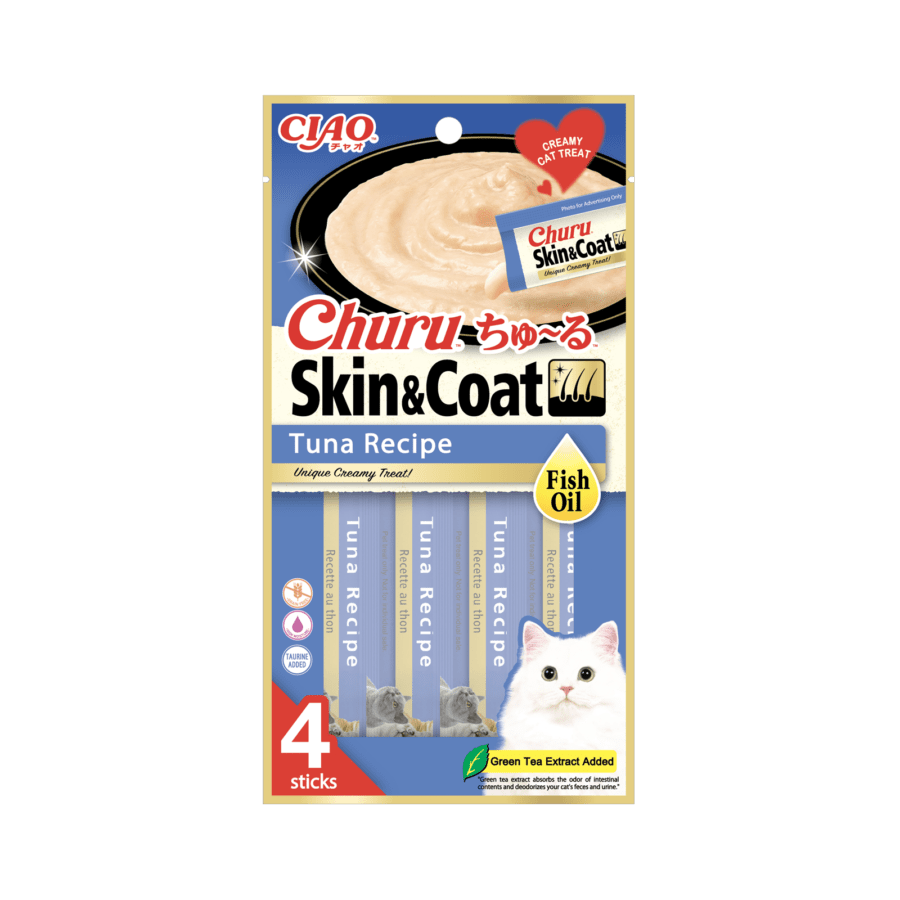 INABA CIAO Churu Skin & Coat Tuna Snack Kucing 4 sticks x 14gram