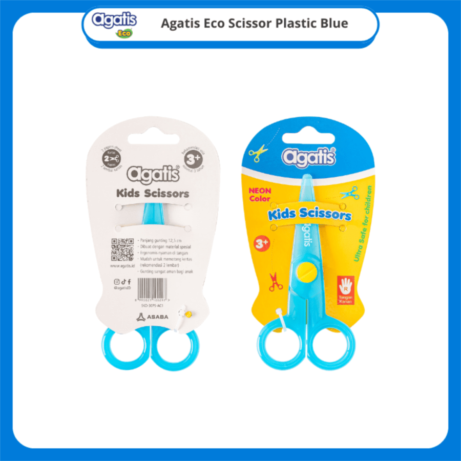 Agatis Neon Blue Eco Scissor Plastic for Kids