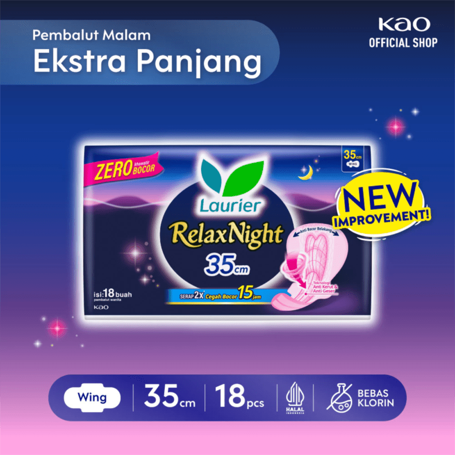 Laurier Relax Night Wing 35cm Pembalut Kewanitaan