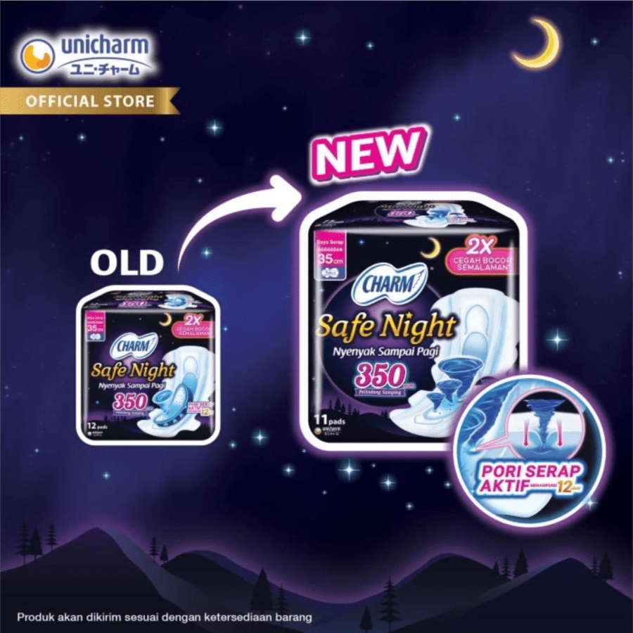 Charm Safe Night Gathers 35cm Pembalut Kewanitaan