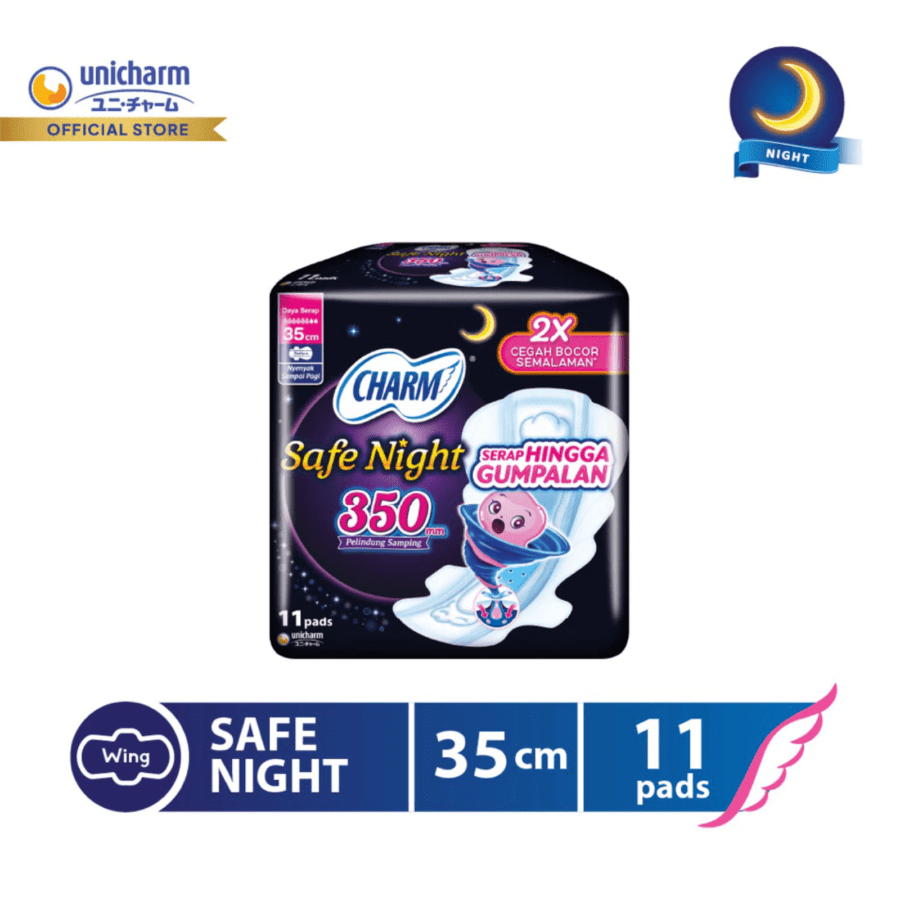 Charm Safe Night Gathers 35cm Pembalut Kewanitaan