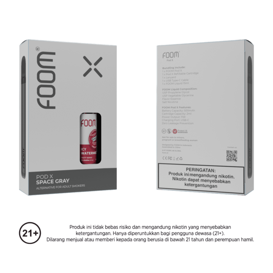 Foom Pod X Space Gray + Icy Watermelon Rokok Elektrik