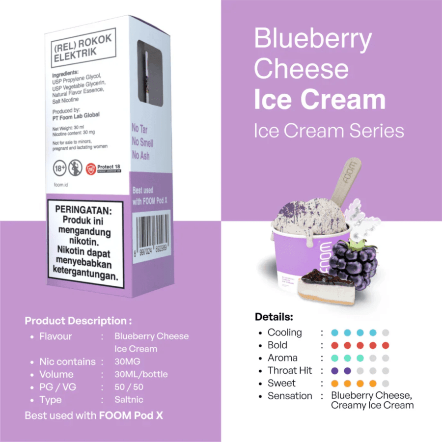 Foom Liquid Blueberry Cheese Ice Cream Rokok Elektrik