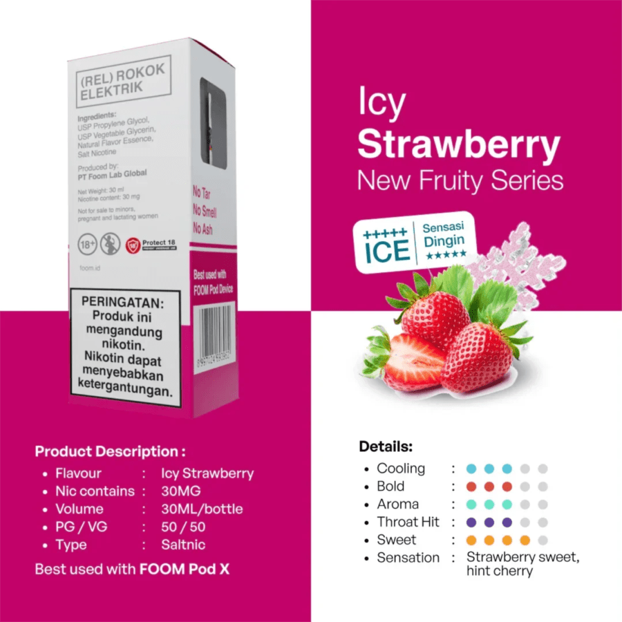 Foom Liquid Icy Strawberry Rokok Elektrik