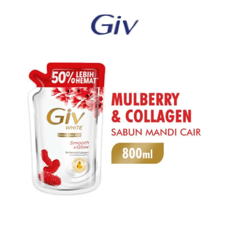 Giv White Smooth & Glow Mulberry & Collagen Body Wash Refill 800ml