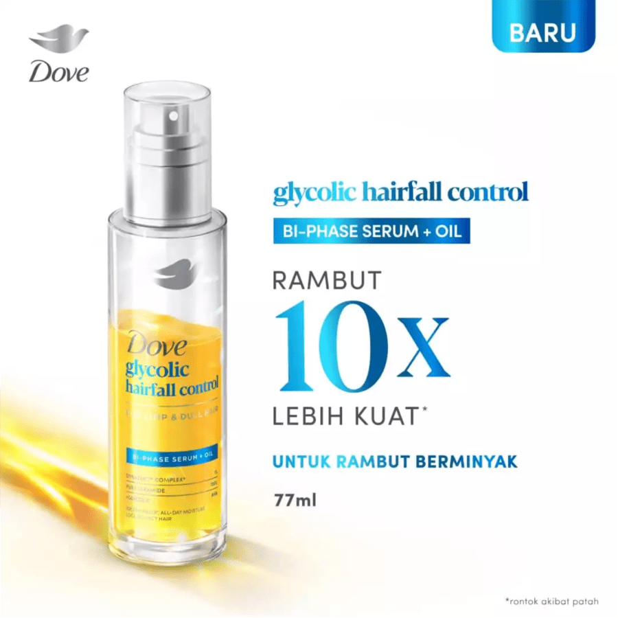 Dove Biphase Serum + Oil Glycolic Hairfall Control Serum Rambut 77ml