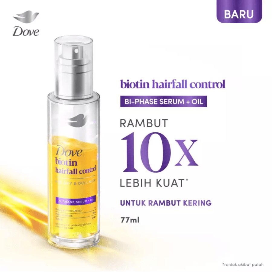 Dove Biphase Serum + Oil Biotin Hairfall Control Perawatan Rambut 77ml