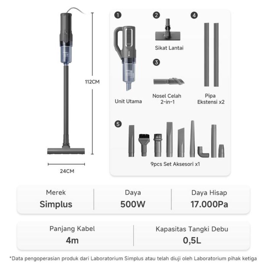 Simplus Vacuum Cleaner Genggam Berdiri 2 in 1 1pcs