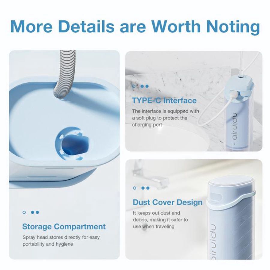 Airuidu Foldable Water Dental Flosser 160 ml White CF550 1pcs
