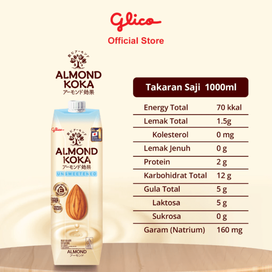 Almond Koka Susu Almond Unsweetened 1liter
