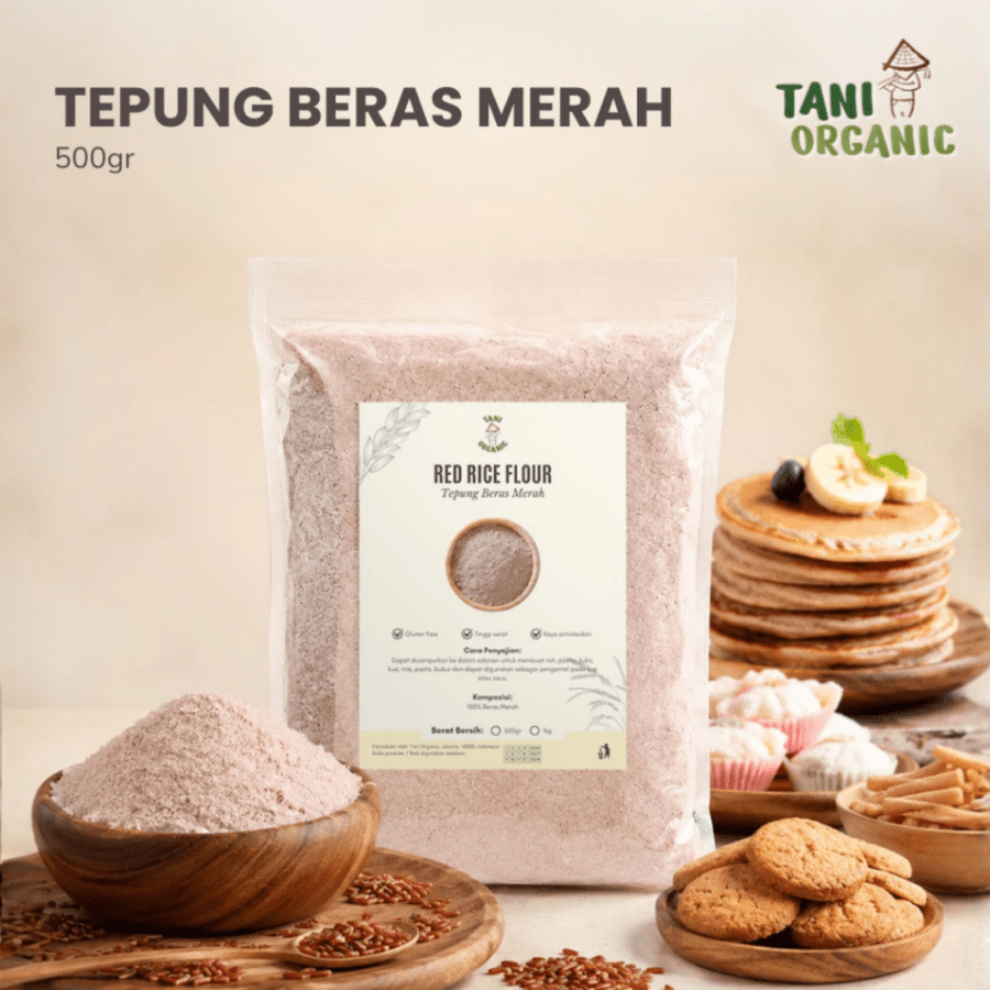 Tani Organic Tepung Beras Merah 500gr 1pcs